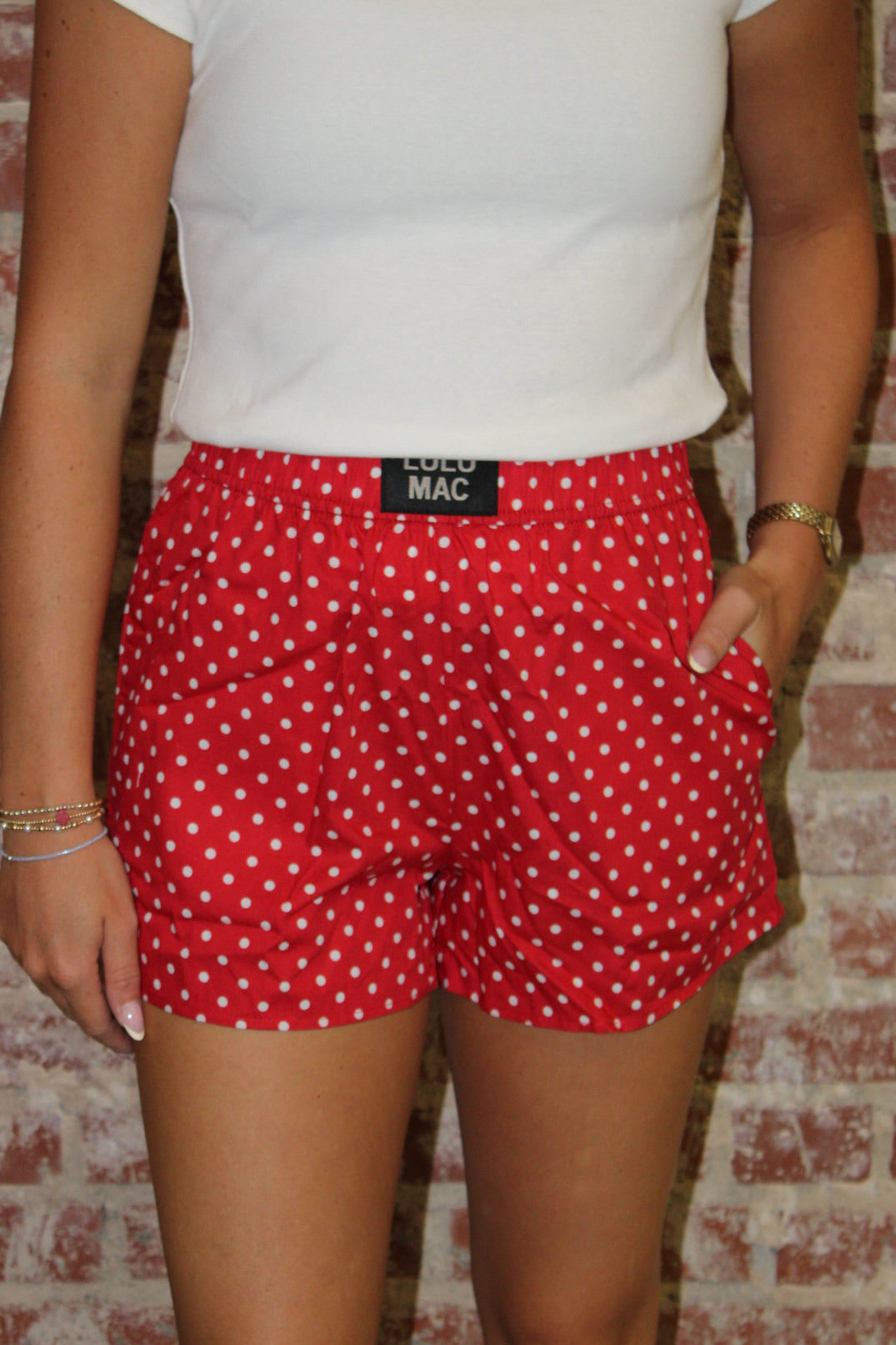 LULU MAC RED MINI POLKA DOT BOXER SHORTS Girlie Girl Originals