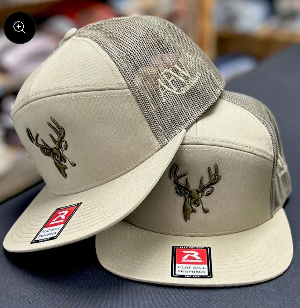 AFW 7 Panel Loden 3D Puff Buck Logo SnapBack Hat American Flyway Waterfowl