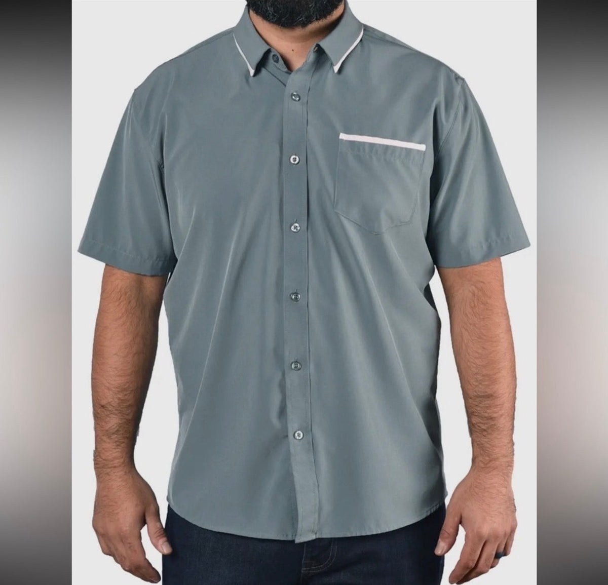 SpearPoint Collared Smooth Short Sleeve Button-Up Top SpearPoint Apparel