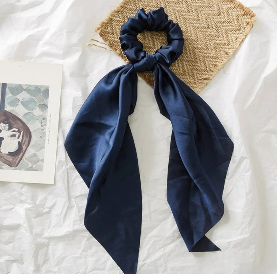 Solid Color Knotted Ribbon Hair Tie Scrunchies ACCITY