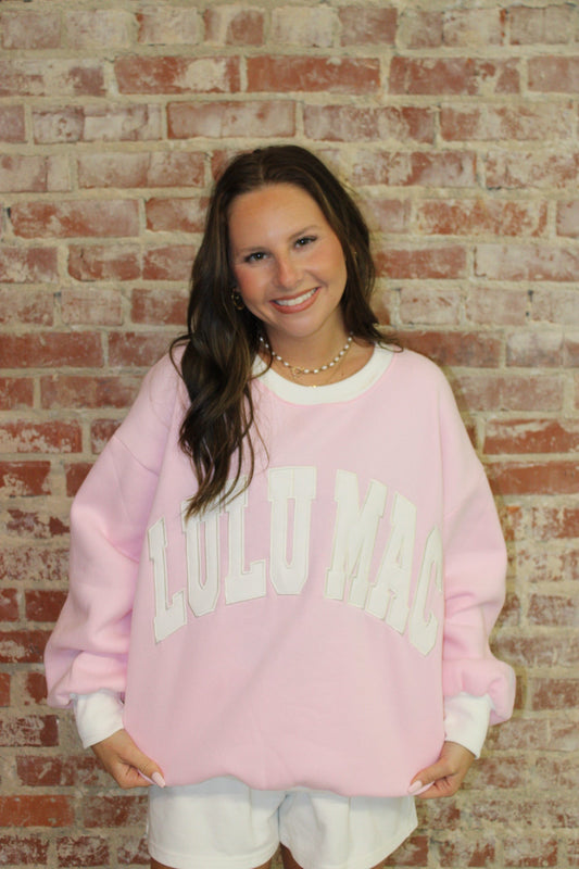 Lulu Mac Color Block Pink With White Stitch Sweatshirt Girlie Girl Originals