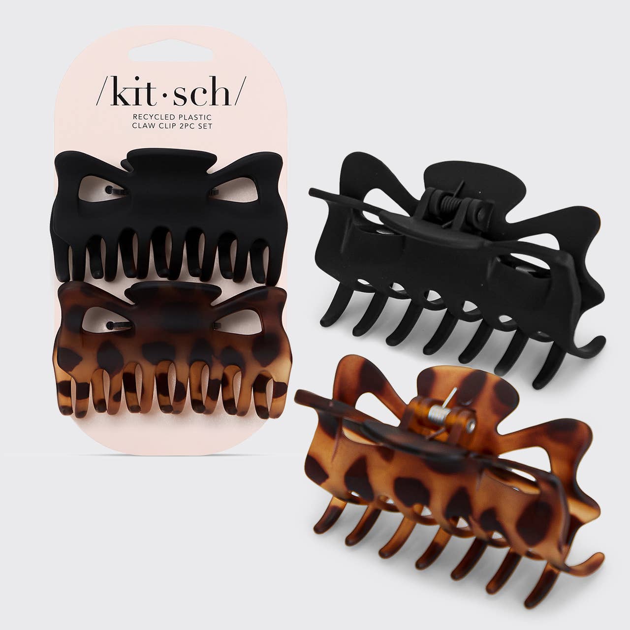 KITSCH - Recycled Plastic Large Claw Clip 2pc Set - Black & Tort KITSCH