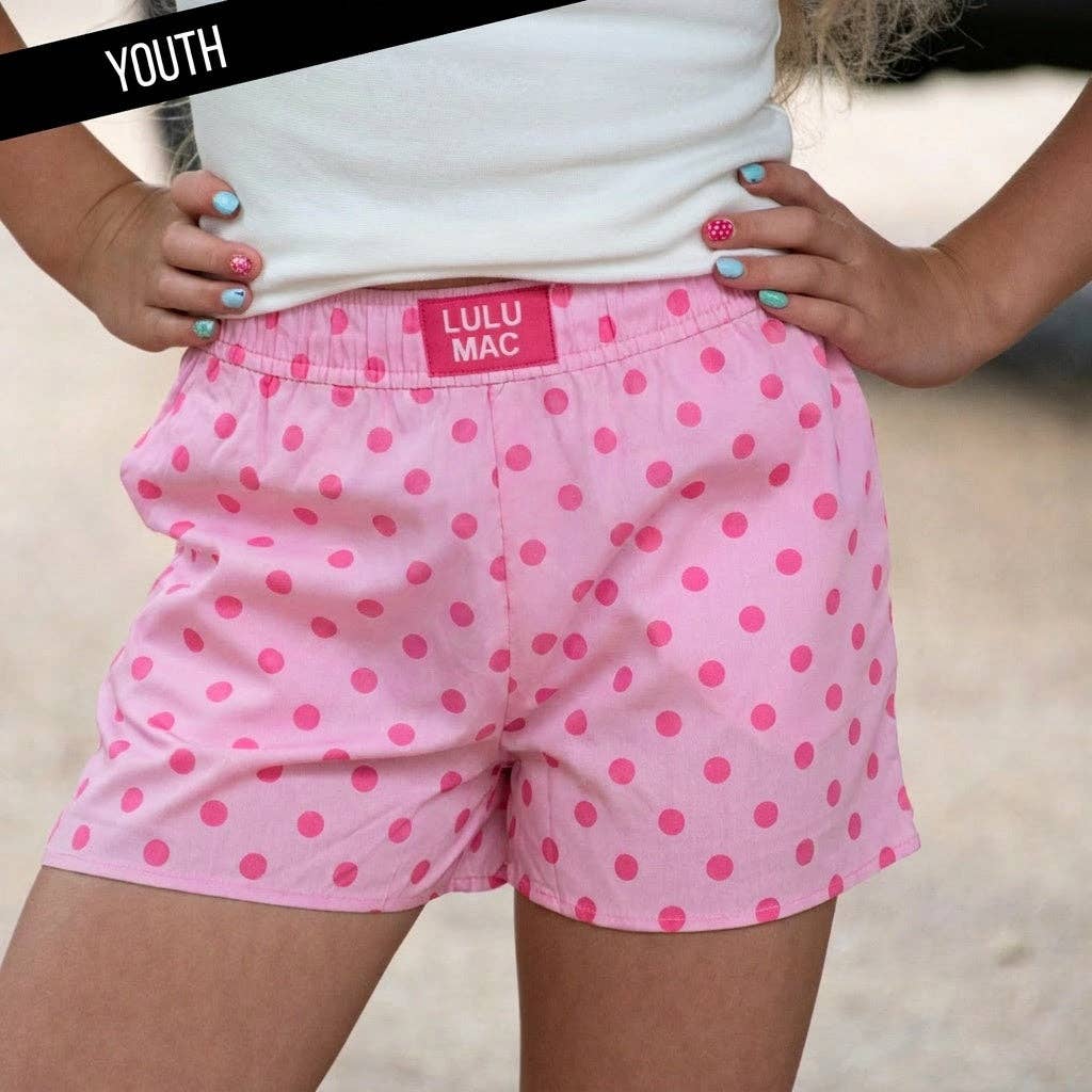 Girlie Girl Originals - LM-KSH-1009-Light Pink/Pink Small Polka Dot KIDS SHORTS: Light Pink/Pink / Youth Large Girlie Girl Originals