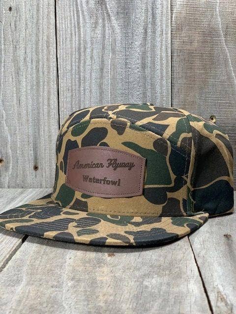 American Flyway Waterfowl - 7 Panel Old School Solid Wax Cap w- Leather Patch American Flyway Waterfowl