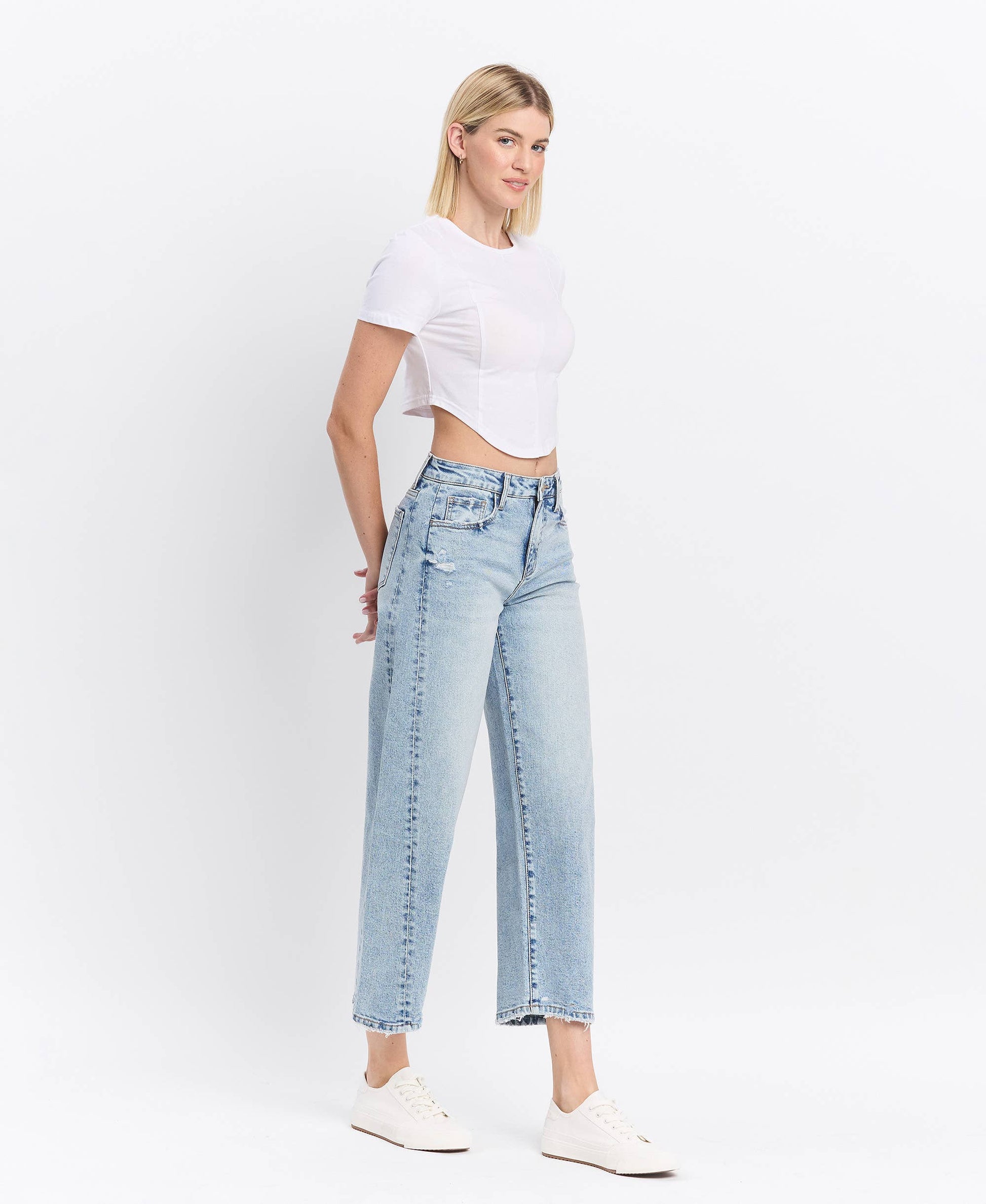 Lovervet by VERVET - HIGH RISE TWIST BARREL JEANS LV1502: PAPER TRAILS / 32 Lovervet by VERVET
