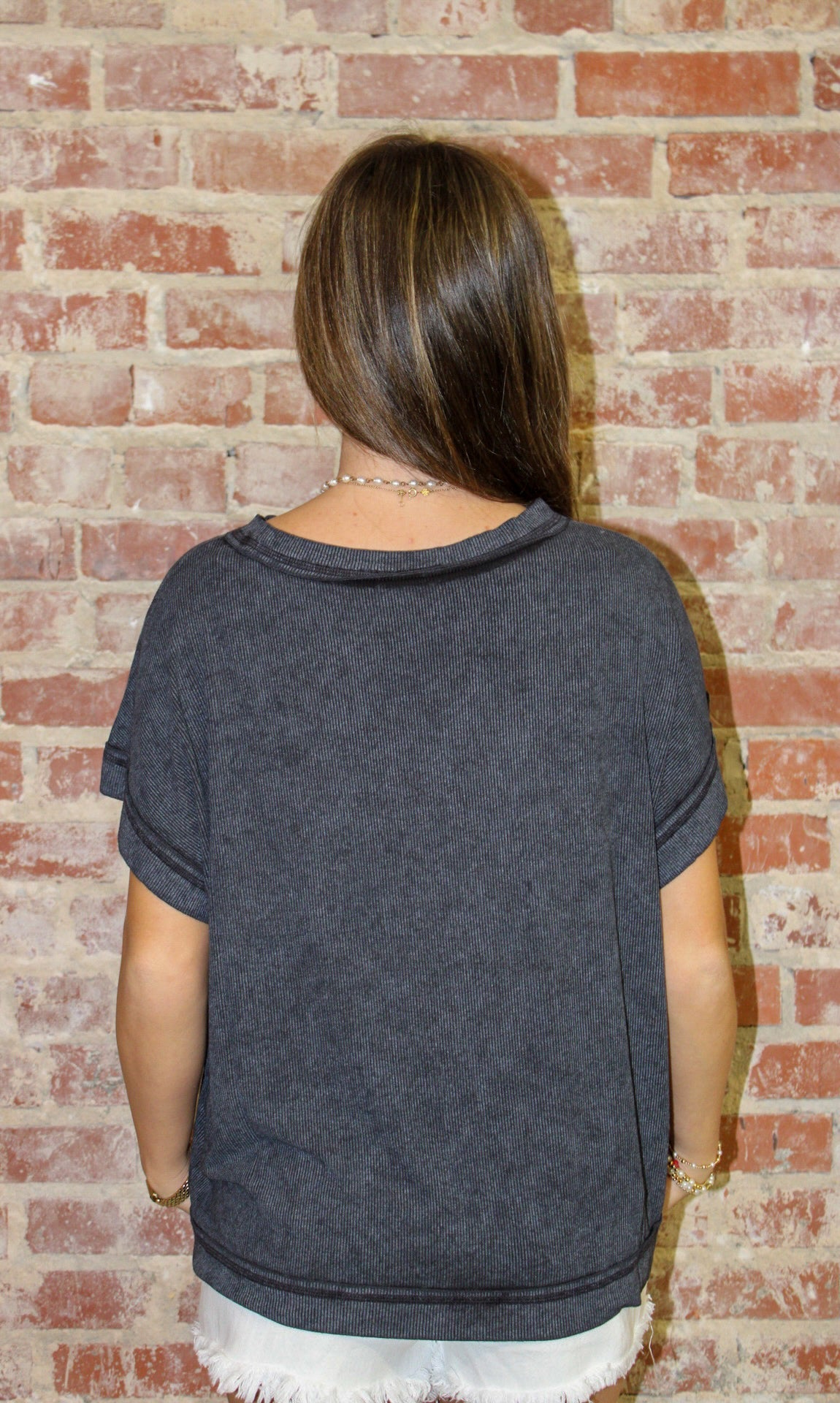 Zenana Ribbed Acid Washed Rayon Top Zenana