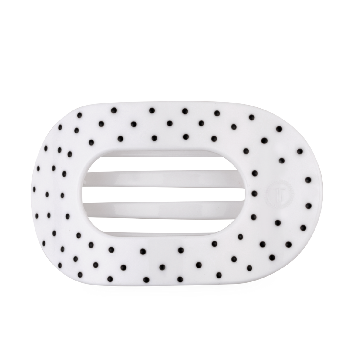 TELETIES - White Polka Dot Party Large Flat Round Hair Clip TELETIES