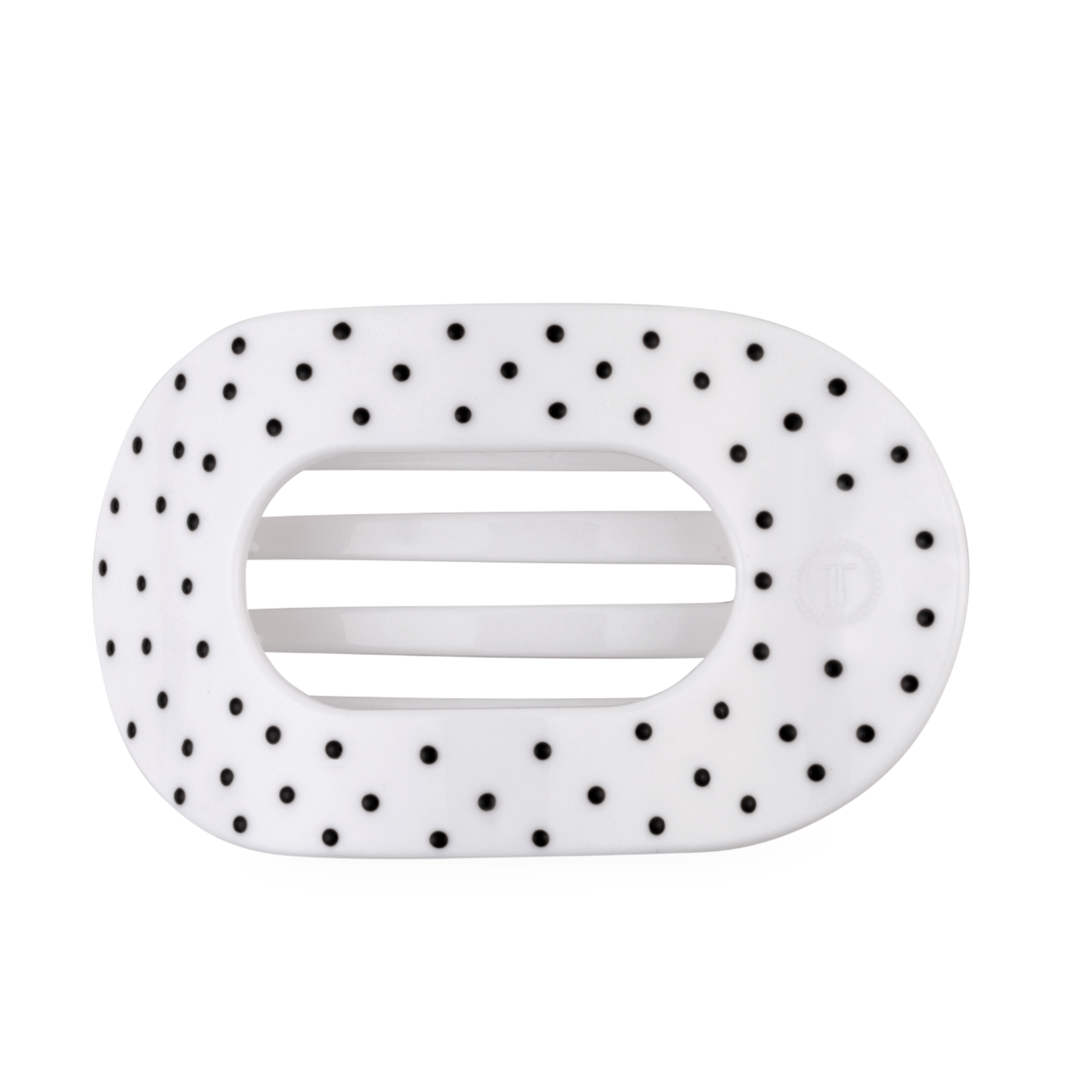TELETIES - White Polka Dot Party Large Flat Round Hair Clip TELETIES