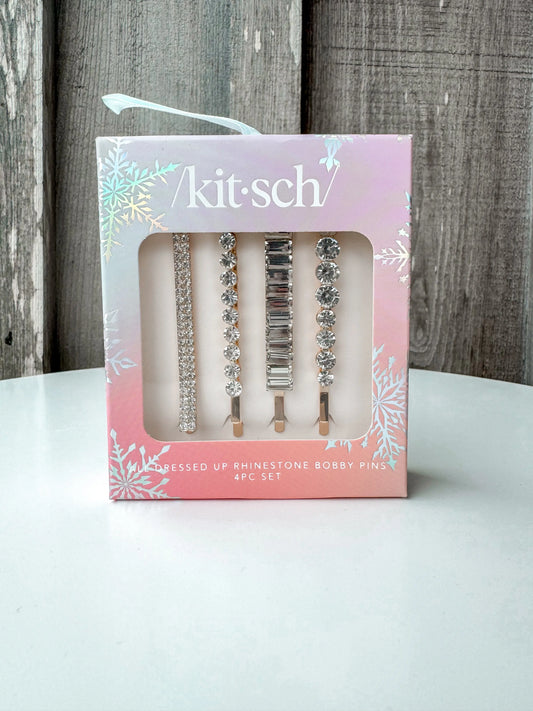 Holiday All Dressed up Rhinestone Bobby Pins 4pc Set KITSCH