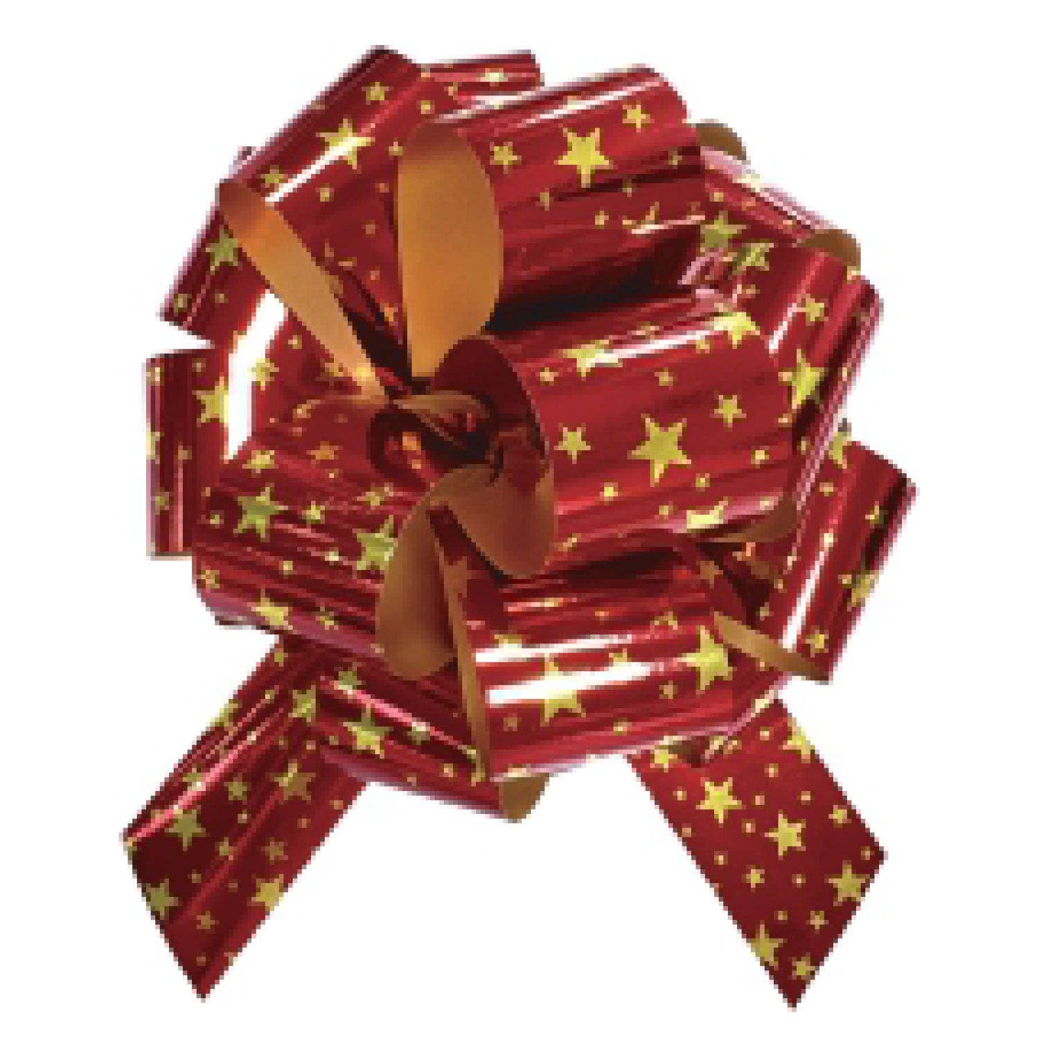 LA Ribbons Wholesale - 6" METALLIC STAR PULL BOW BUNDLE - 25 PCS: Red and Gold Star LA Ribbons Wholesale
