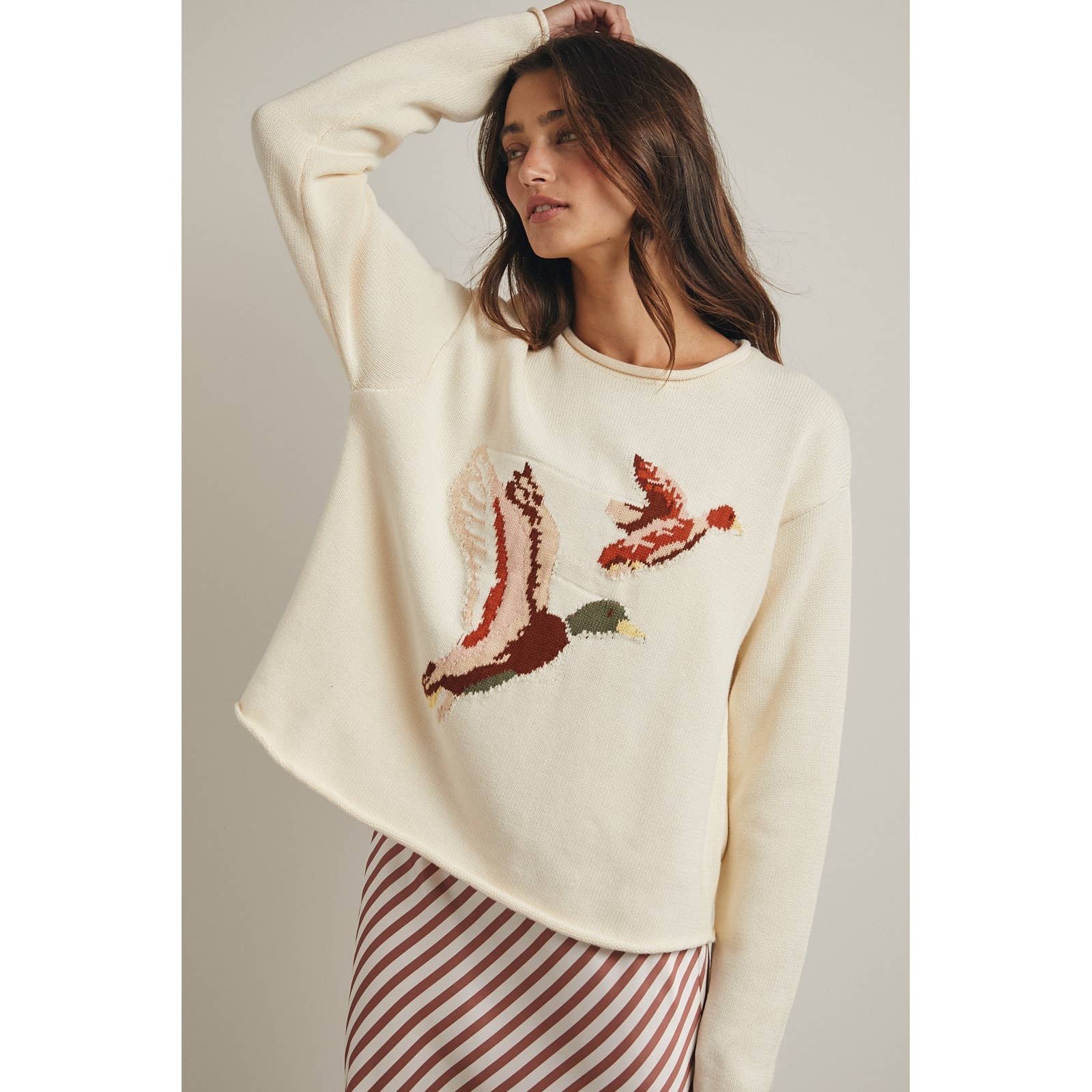Wishlist Apparel - FLYING DUCK DUO KNIT SWEATER / WL25-12148: CREAM / L Wishlist Apparel