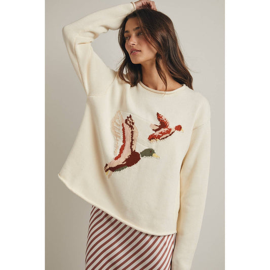 Wishlist Apparel - FLYING DUCK DUO KNIT SWEATER / WL25-12148: CREAM / L Wishlist Apparel