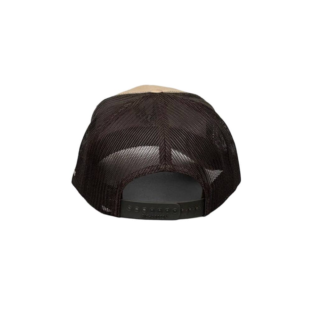 American Flyway Waterfowl - 112 Khaki / Coffee Buck Logo Trucker American Flyway Waterfowl