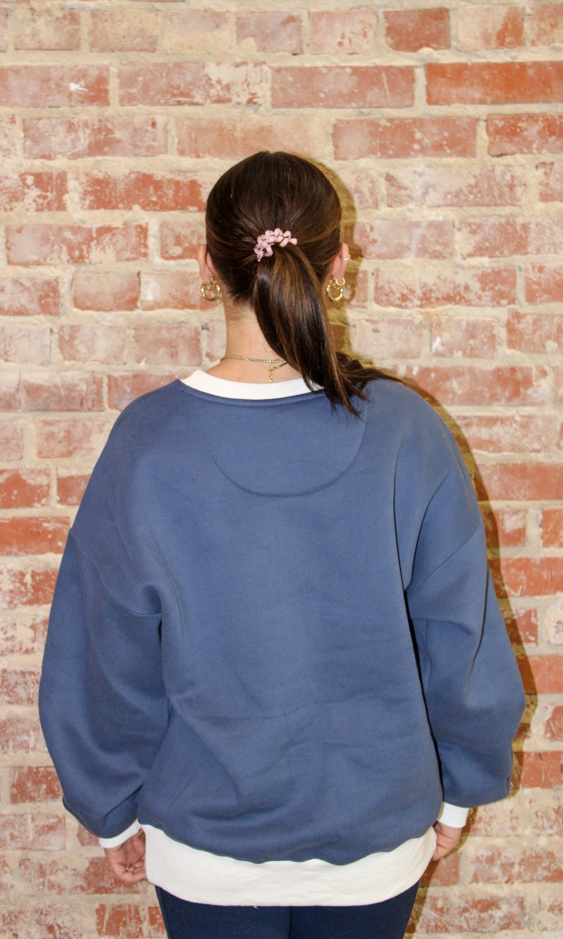 Lulu Mac Color Block Navy/White Stitch Sweatshirt Girlie Girl Originals