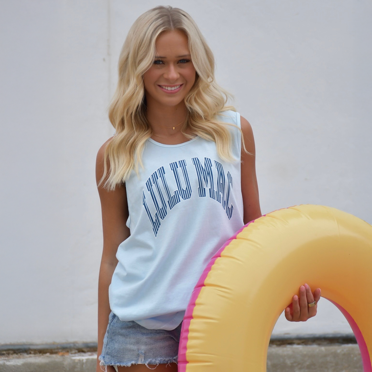 Girlie Girl Originals - LM-TK-1050 Stripe Adult Chambray Comfort Colors Tank: Chambray / Small Girlie Girl Originals