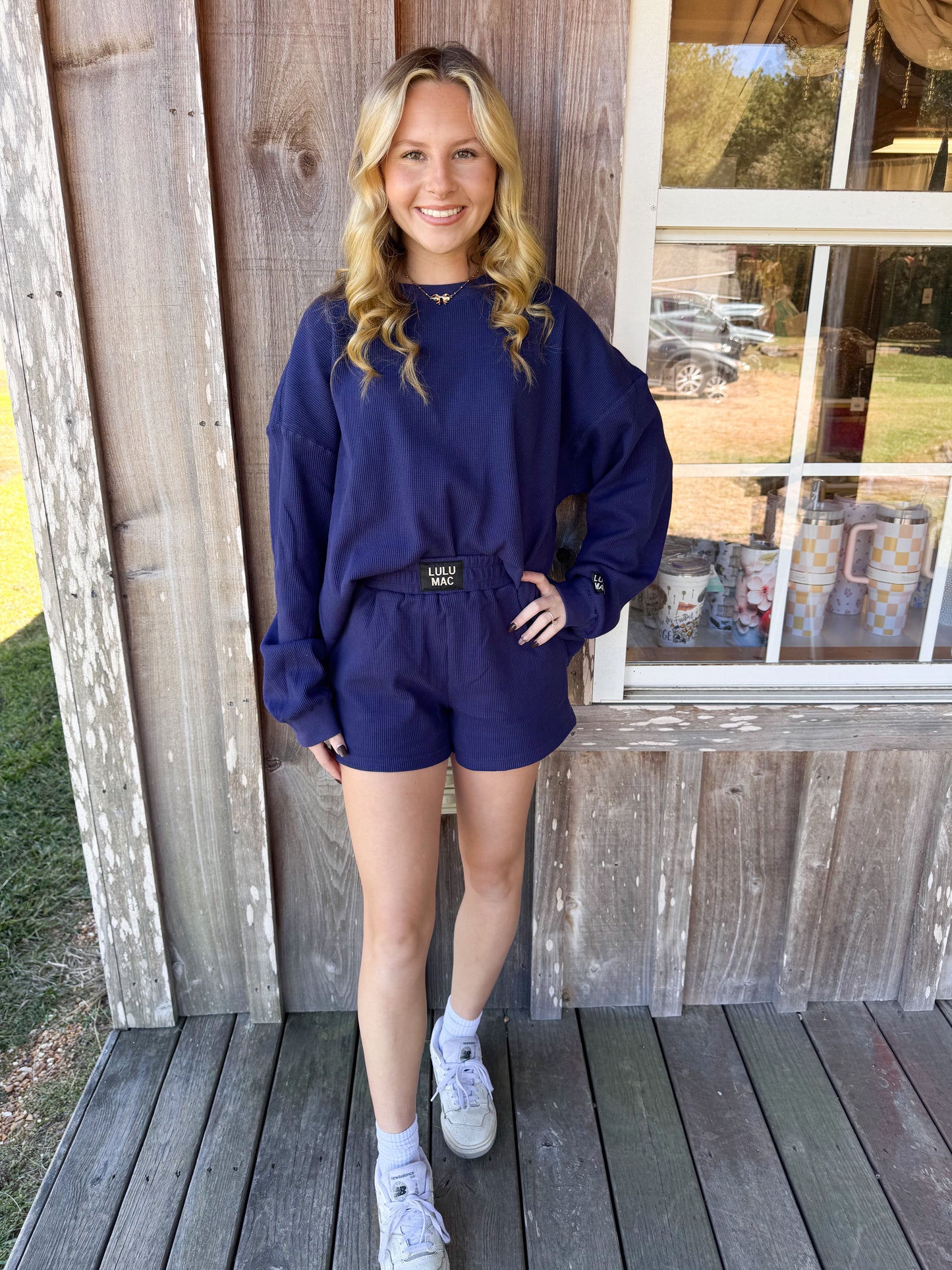 Lulu Mac Waffle Knit Navy Shorts Girlie Girl Originals