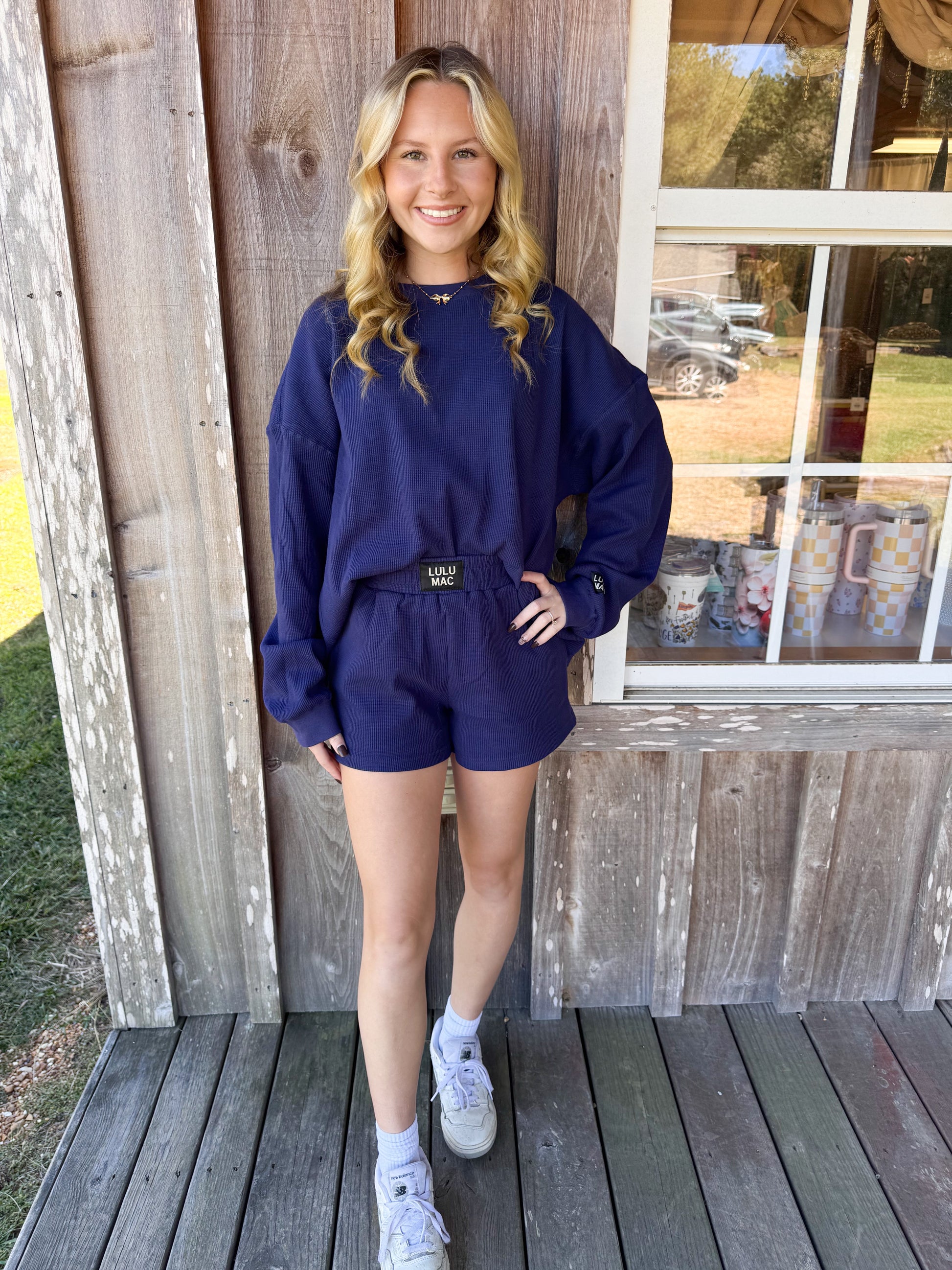 Lulu Mac Waffle Knit Navy Shorts Girlie Girl Originals