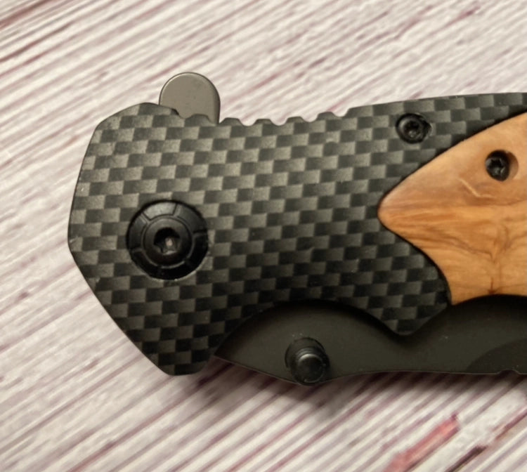 Quail Tail Laser Art - Flag with Antlers Knife Quail Tail Laser Art