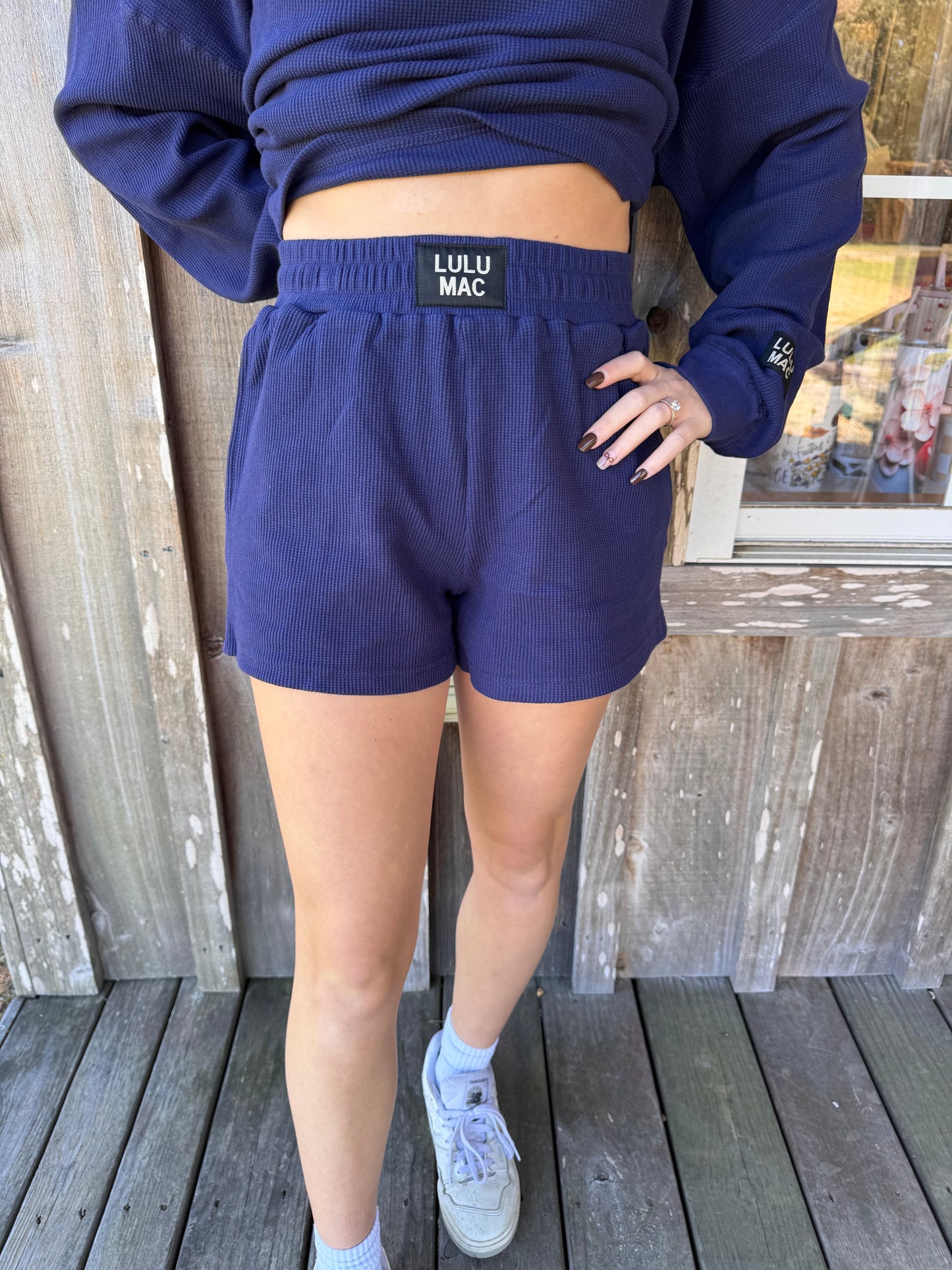 Lulu Mac Waffle Knit Navy Shorts Girlie Girl Originals