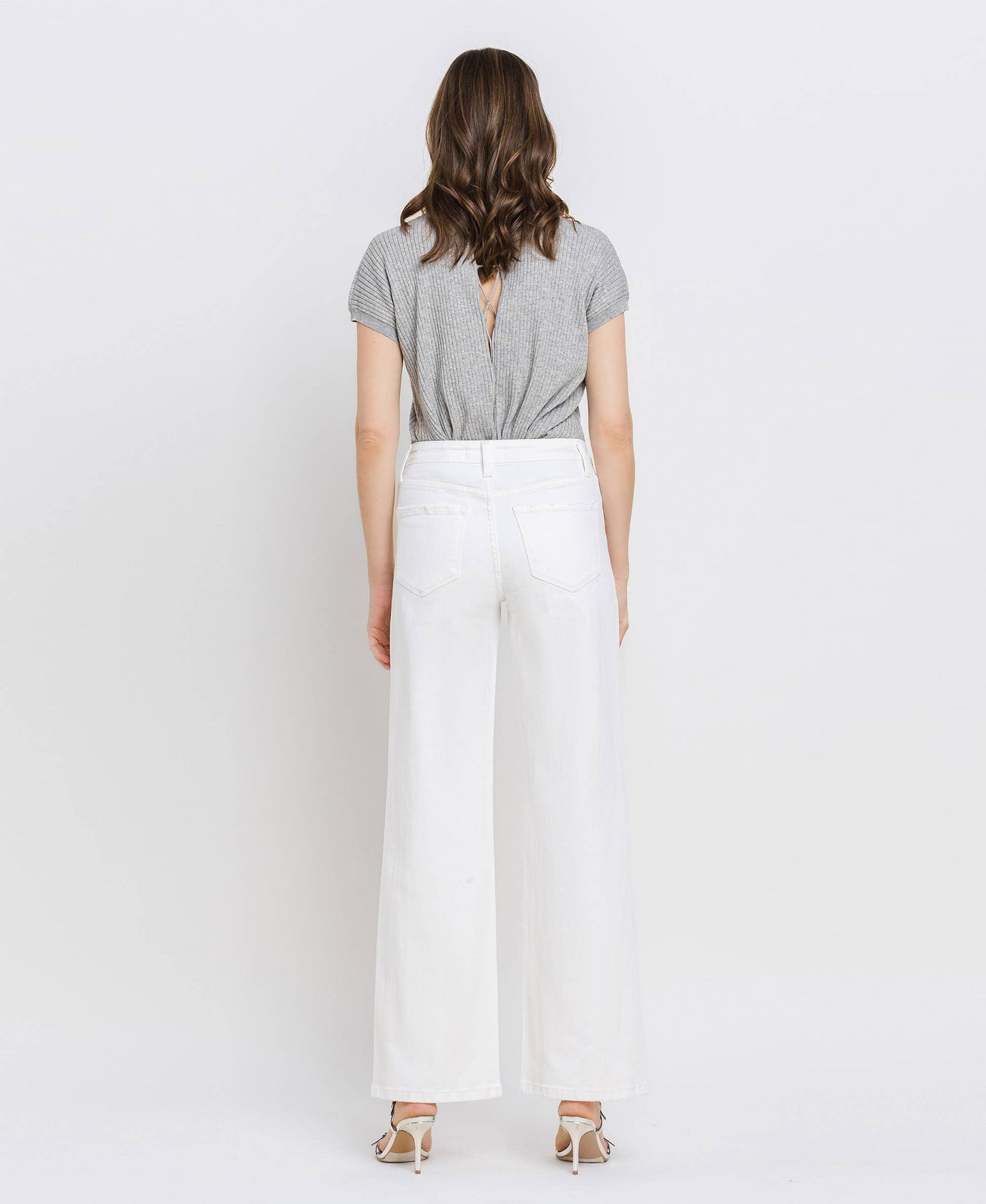 VERVET by FLYING MONKEY - HIGH RISE WIDE LEG JEANS T6393WH: OPTIC WHITE / 29 VERVET by FLYING MONKEY