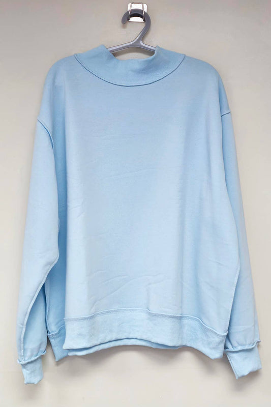 BUCKETLIST - IT2594-BLANK1  Solid Reversible Mock Neck Sweatshirt Top: LT BLUE / S/M-L/XL (3-3) BUCKETLIST