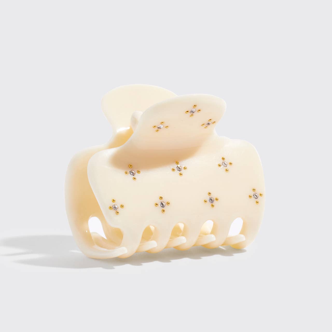 KITSCH - Recycled Plastic Rhinestone Medium Puffy Claw Clip 1pc-Ivory KITSCH