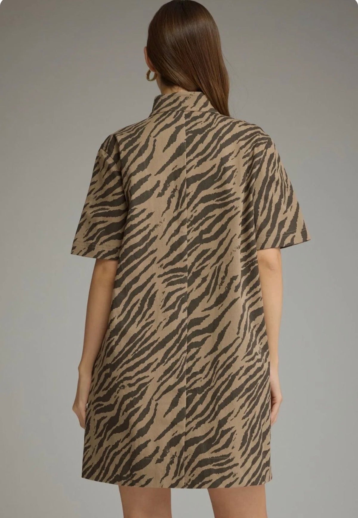 Entro Mocha Zebra Print Woven Mini Dress entro