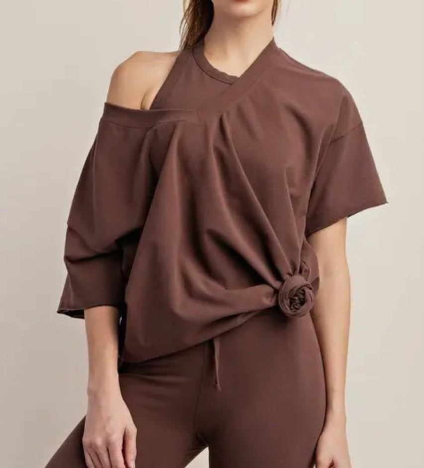 Oversized V-neck Reversible Short Sleeve Top Sunday Morning