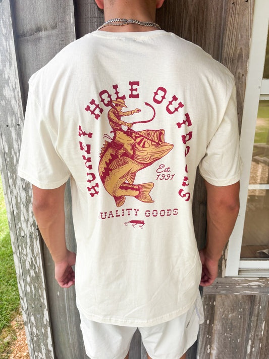 Mens Bass Cowboy Short Sleeve T-Shirt Honey Hole Outdoors