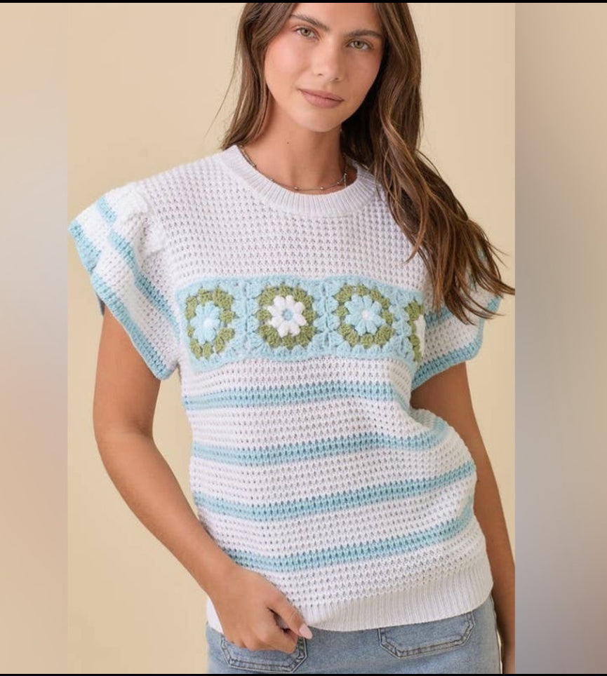 Women’s Ruffle Sleeve Sweater Knit Top Main Strip