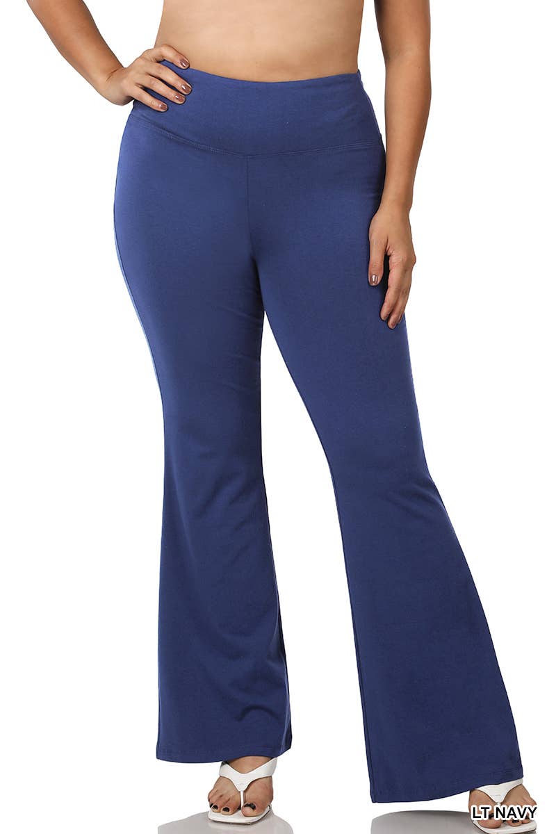 Vanilla Monkey - Plus Wide Waistband Yoga Flare Pants: LT NAVY / 2-2-2 (1XL-2XL-3XL) Vanilla Monkey