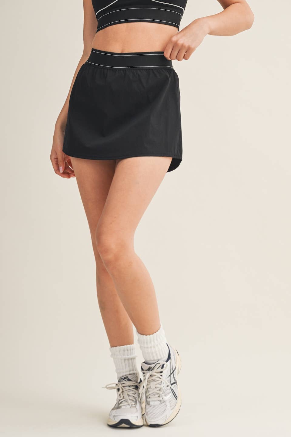 KIMBERLY C - Lightweight Skort with Elastic Waistband: Black / M KIMBERLY C