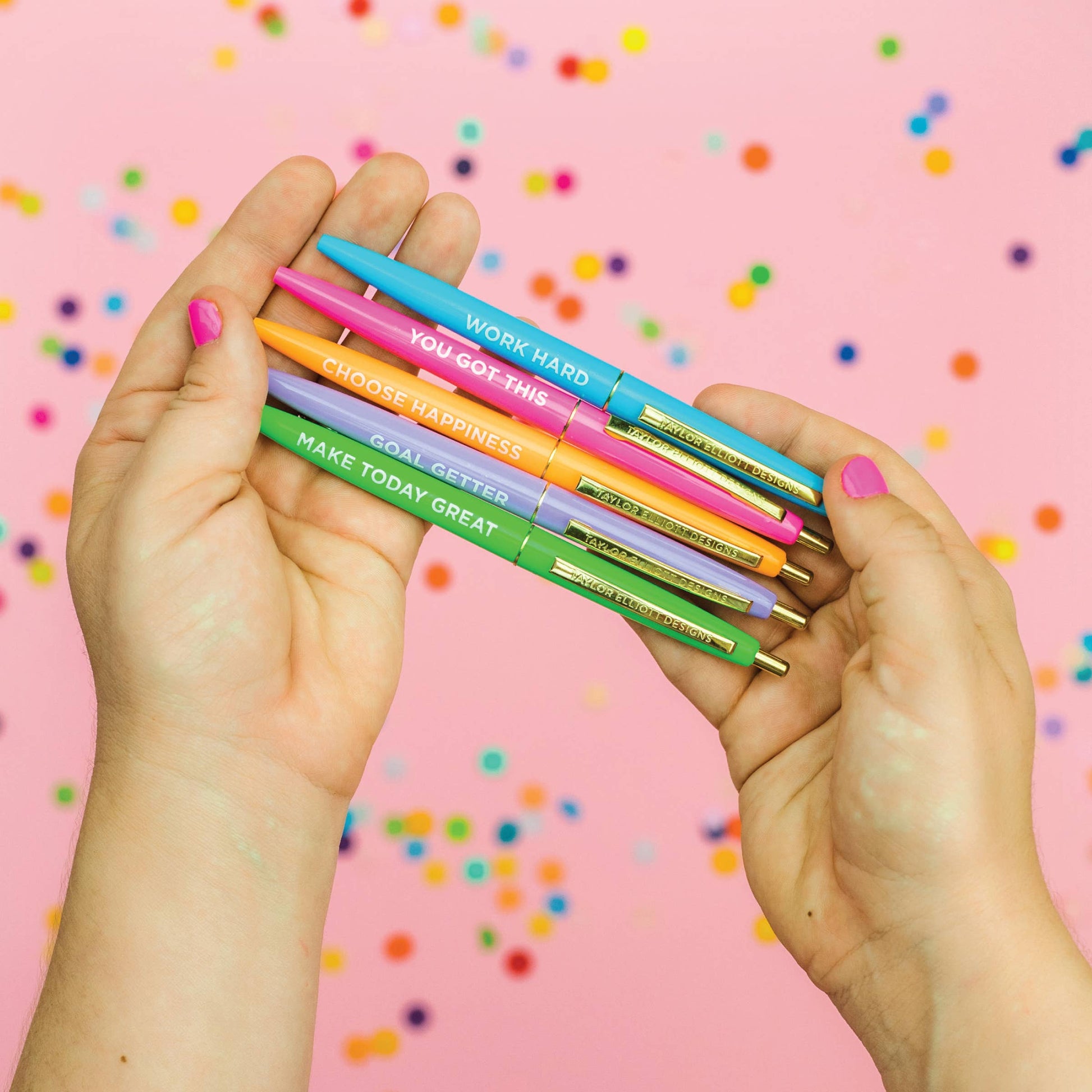 Taylor Elliott Designs - Pen Set - Motivational - Asst Colors - 5 Piece Set Taylor Elliott Designs