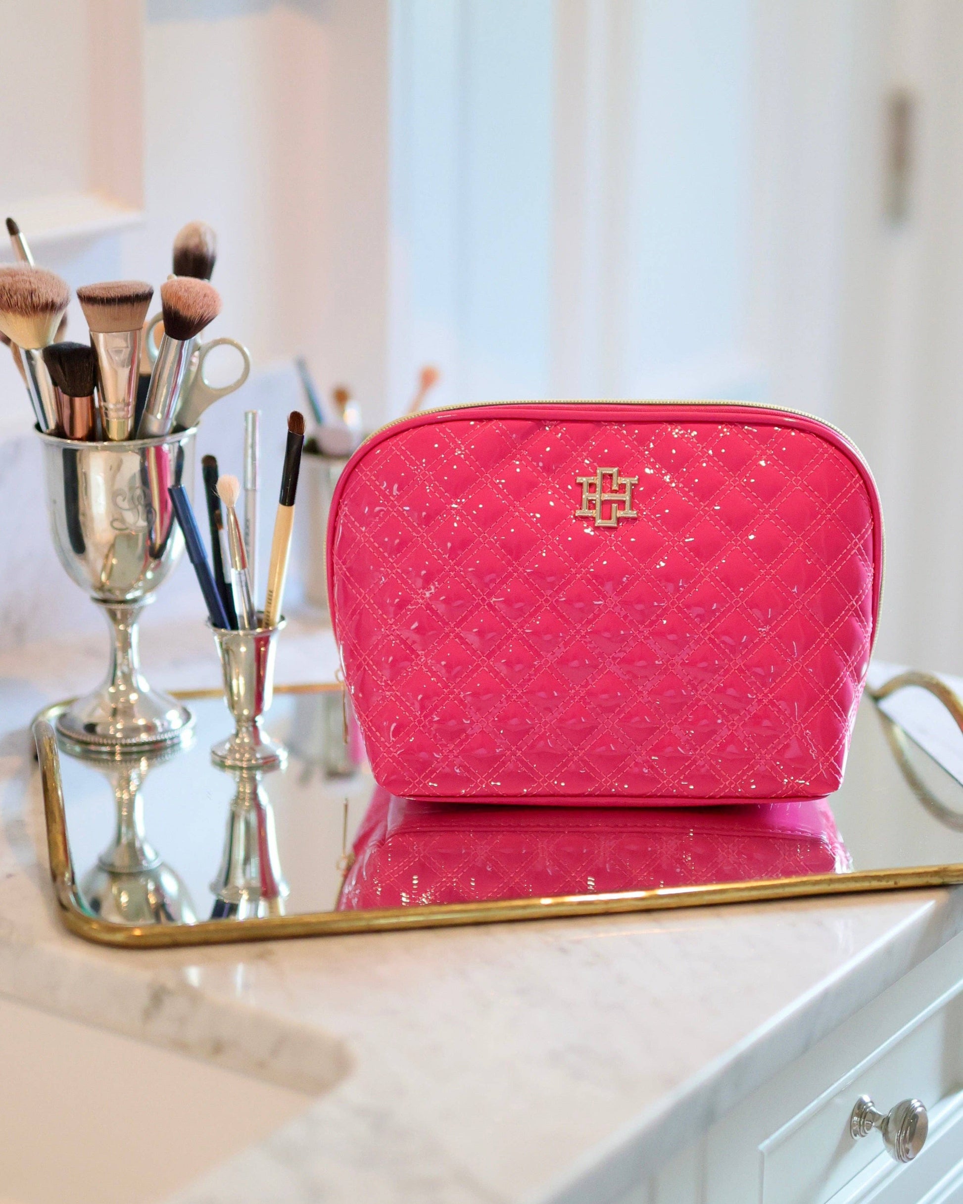 Caroline Hill - Capri Large Pouch Hot Pink Patent: Default Caroline Hill