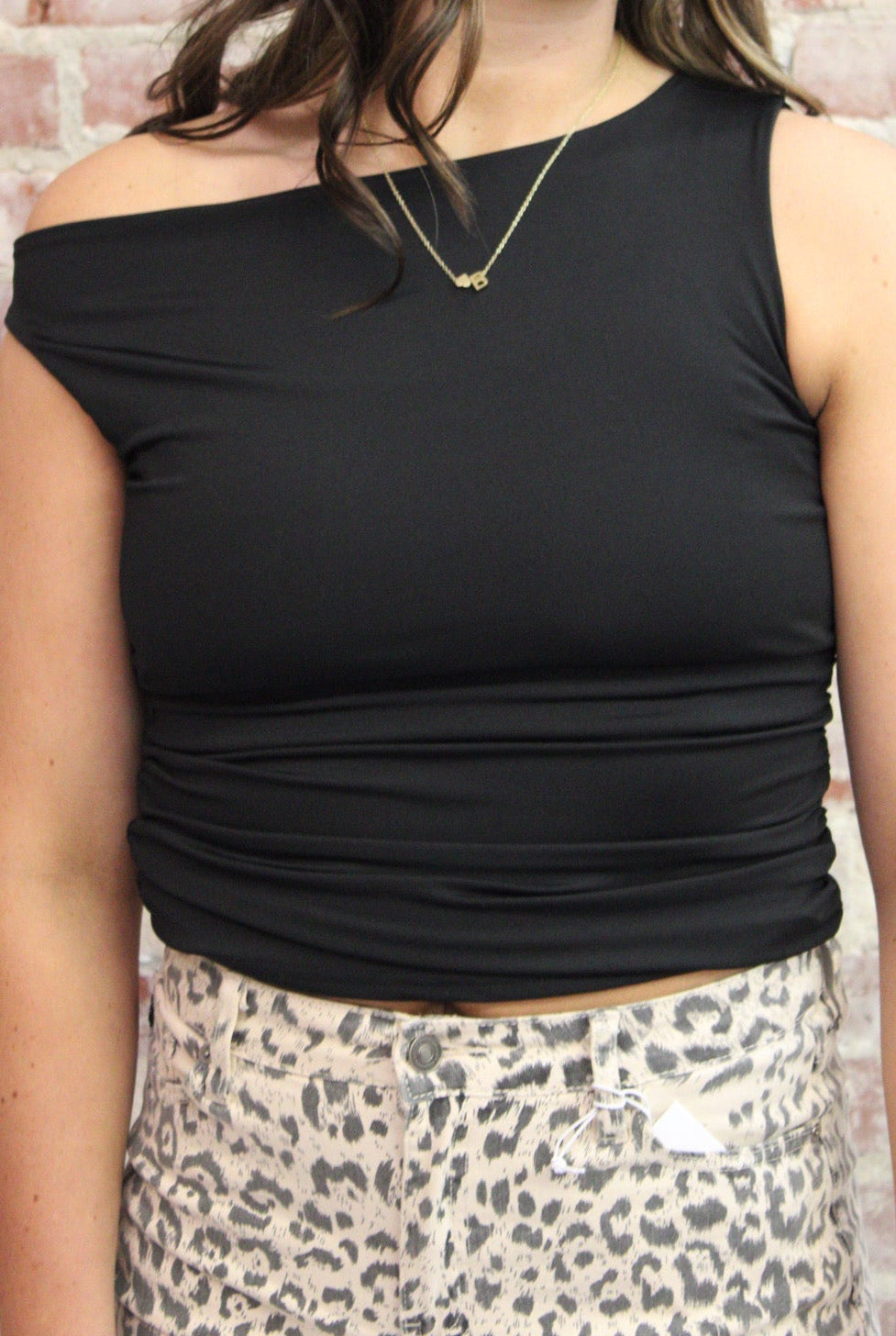 Rosa Clothing Black Off-The-Shoulder Sleeveless Ruched Top Rosa Clothing