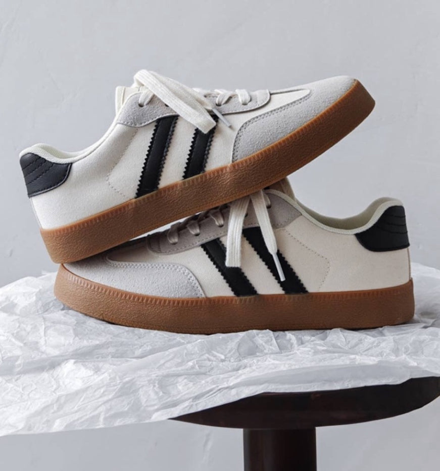 Striped Lace-up Flat Sneakers Little Daisy Closet