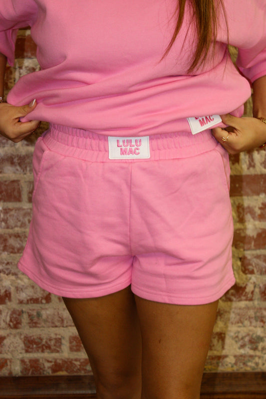 LULU MAC TERRY CLOTH SHORT-BUBBLEGUM LULU MAC