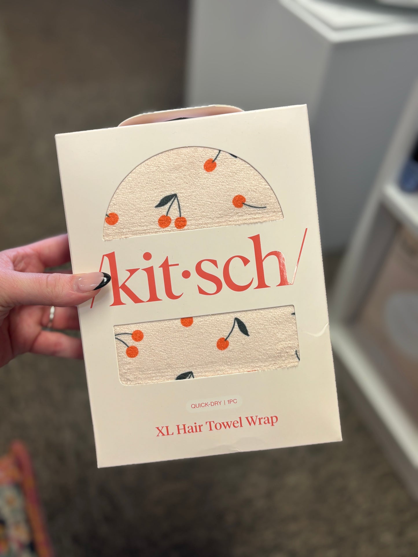 Cherry Print XL Hair Towel Wrap KITSCH