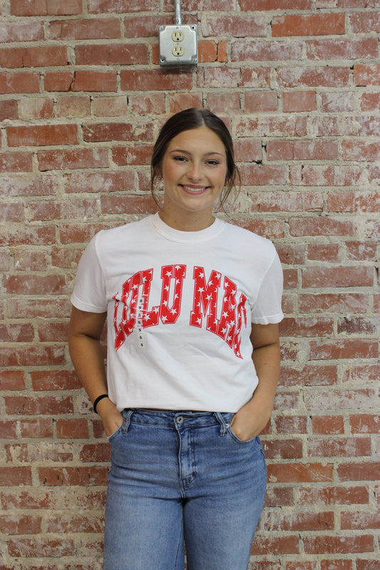 Lulu Mac 1000 Red Stars Comfort Color Tee Girlie Girl Originals