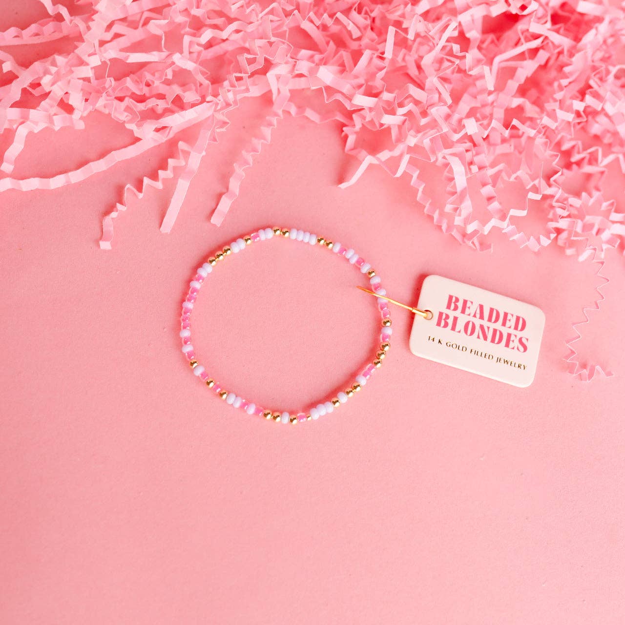 Beaded Blondes - Hot Pink & Lilac Sprinkle Bracelet: Petite 6.25 inch Beaded Blondes