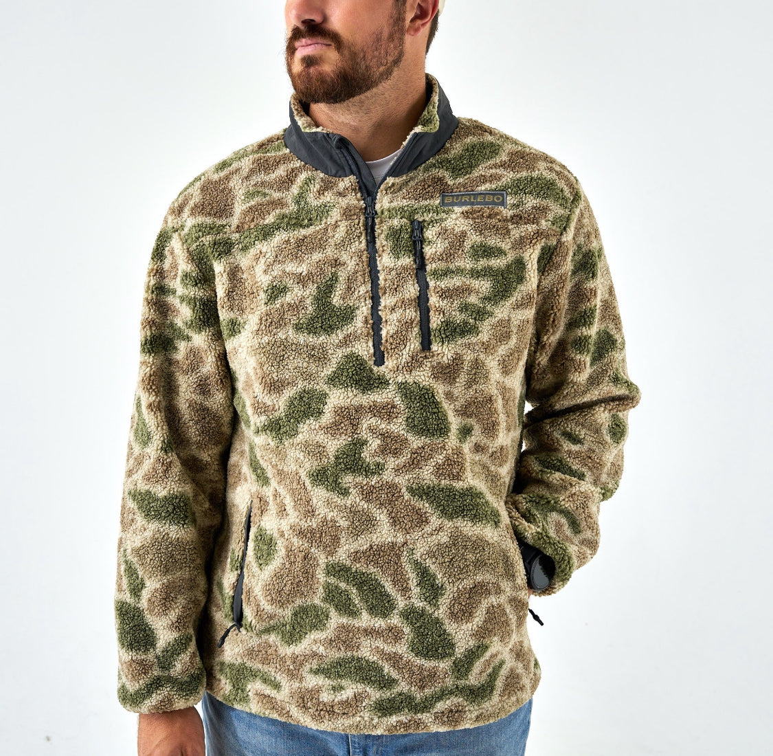 BURLEBO Sherpa Quarter Zip Pull Over -Alpine Camo BURLEBO