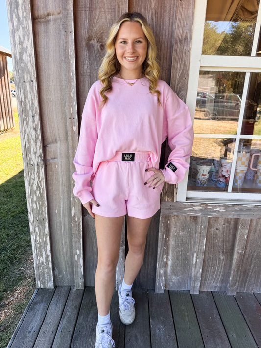 Lulu Mac Light Pink Waffle Knit Shorts Girlie Girl Originals