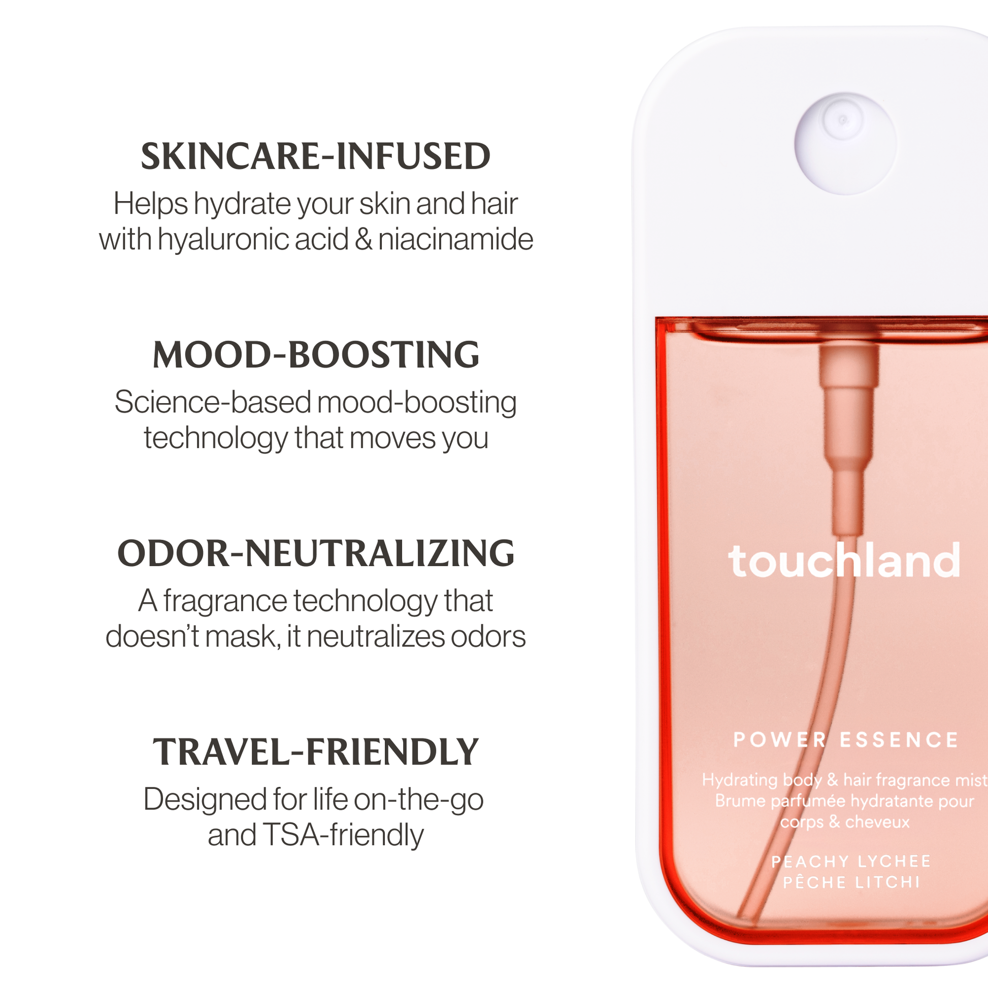 Peachy Lychee Power Essence Body & Hair Fragrance Mist Touchland