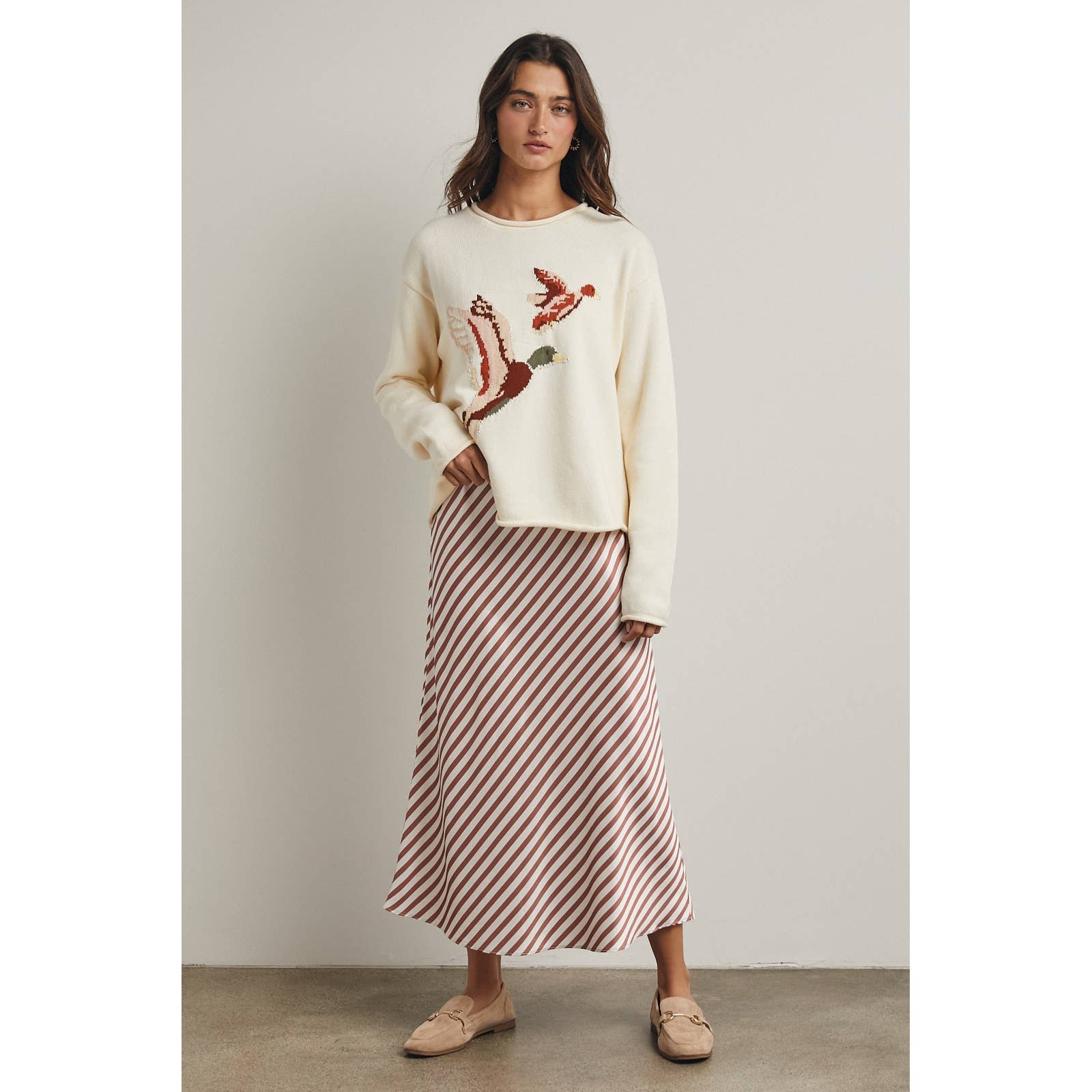 Wishlist Apparel - FLYING DUCK DUO KNIT SWEATER / WL25-12148: CREAM / L Wishlist Apparel