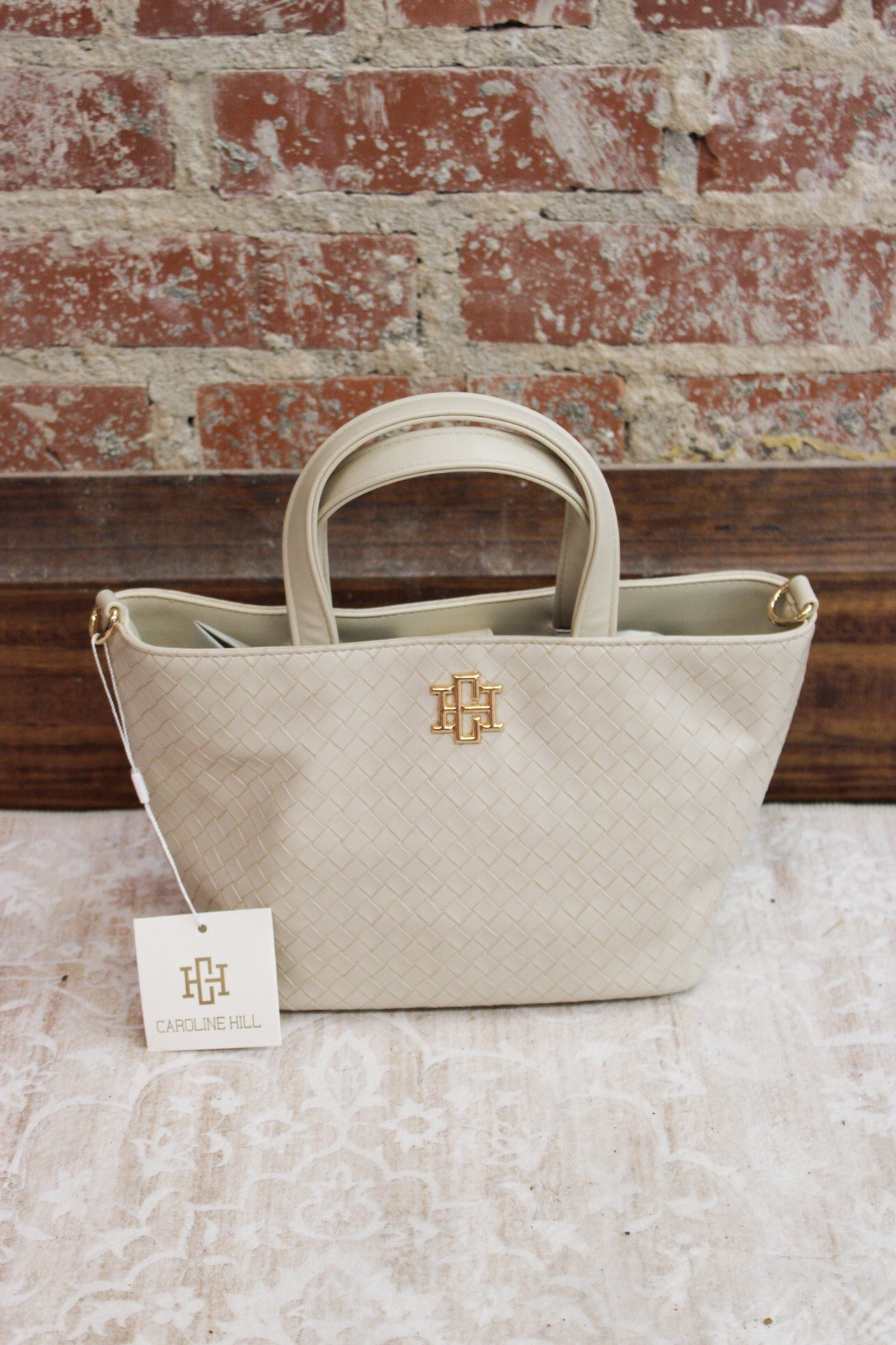 Caroline Hill Almond Woven Maren Mini Tote Caroline Hill
