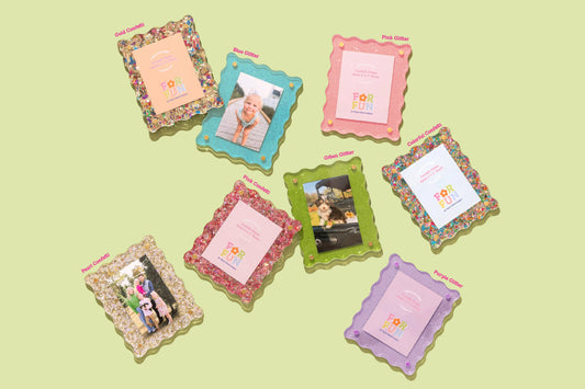 Taylor Elliott Designs - FOR FUN - Acrylic Magnetic Frames - Assorted Colors: Pink Glitter Taylor Elliott Designs