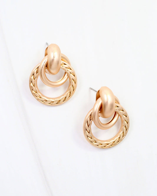 Caroline Hill - Coosa Twisted Double Loop Earring Matte Gold: Default Caroline Hill