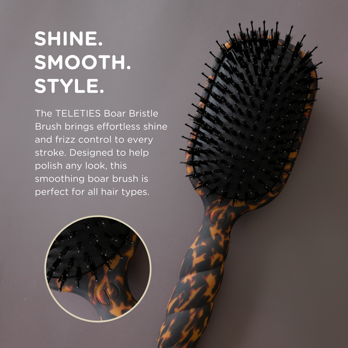 TELETIES - Boar Brush | Full Size | Tortoise TELETIES