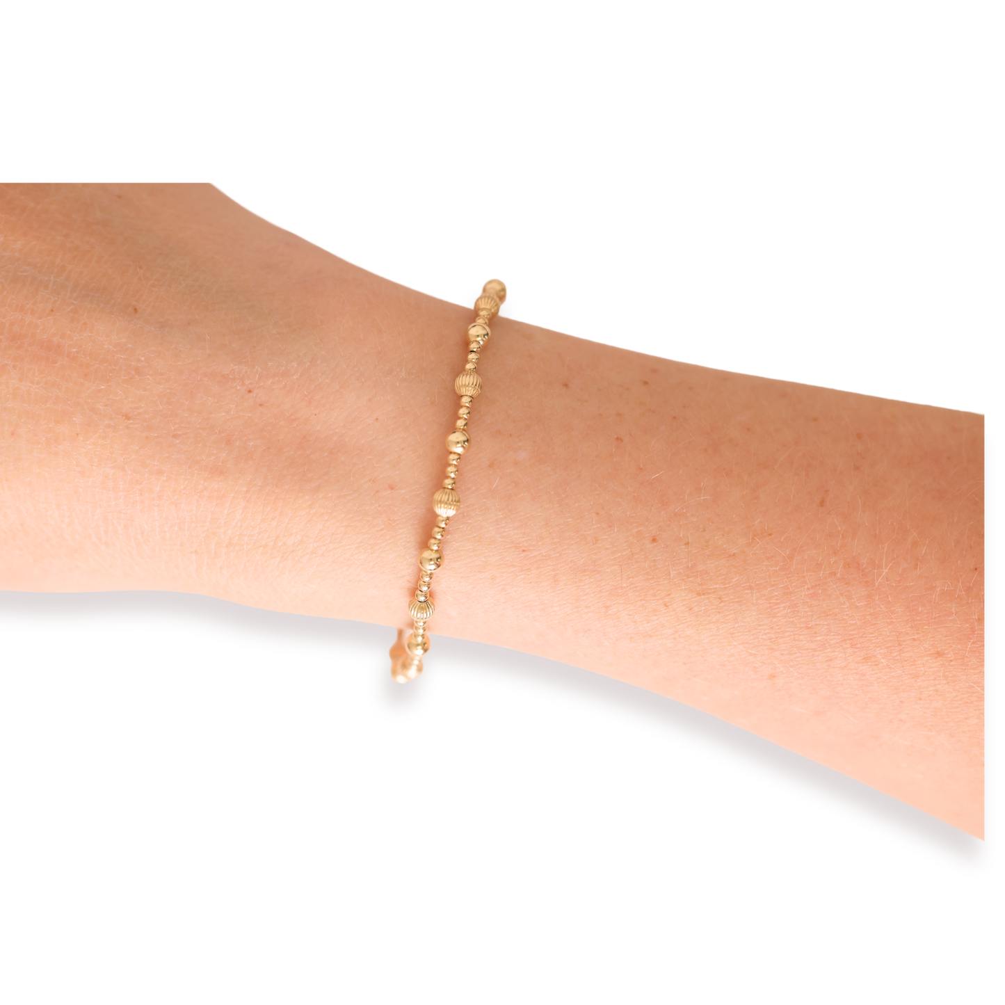 Beaded Blondes - Palmer Fluted Bracelet in Gold: Petite 6.25 Inch Beaded Blondes