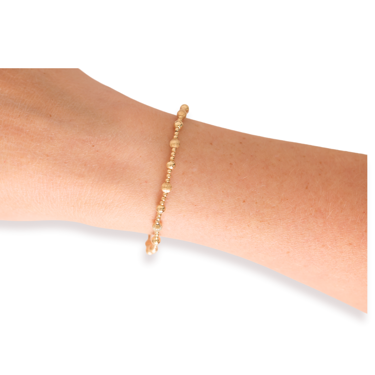 Beaded Blondes - Palmer Fluted Bracelet in Gold: Petite 6.25 Inch Beaded Blondes